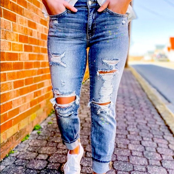 Judy Blue Jeans Judy Blue Paint Splatter Boyfriend Denim Poshmark